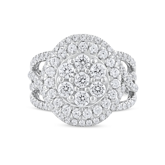 2.00 CT. T.W. Multi-Diamond Frame Crossover Open Shank Ring in 10K Gold