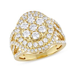 2.00 CT. T.W. Multi-Diamond Frame Crossover Open Shank Ring in 10K Gold