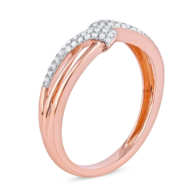 0.15 CT. T.W. Diamond Triple Row Bypass Ring in 10K Rose Gold