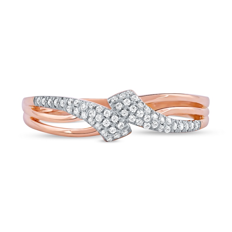 0.15 CT. T.W. Diamond Triple Row Bypass Ring in 10K Rose Gold