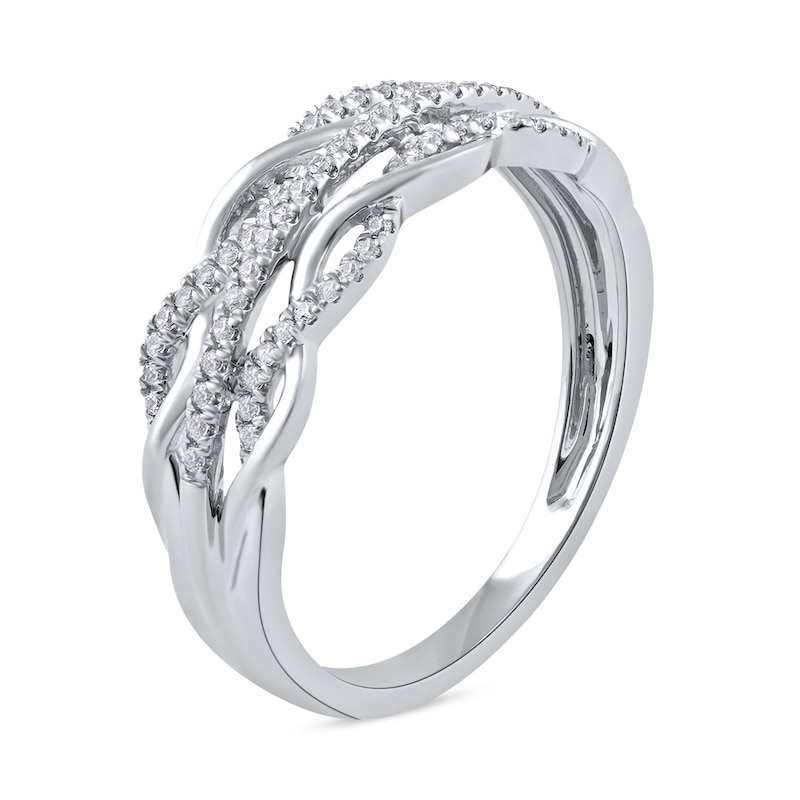 0.15 CT. T.W. Diamond Twist Multi-Row Ring in 10K White Gold