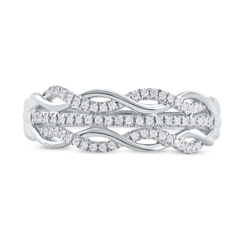 0.15 CT. T.W. Diamond Twist Multi-Row Ring in 10K White Gold