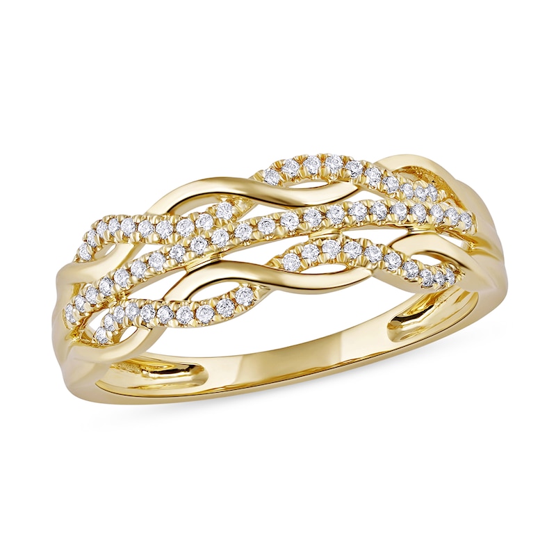 0.15 CT. T.W. Diamond Twist Multi-Row Ring in 10K Gold