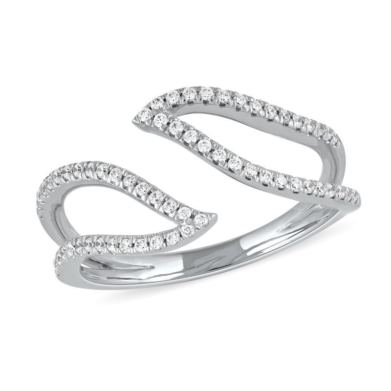 0.25 CT. T.W. Diamond Leaf Outline Open Ring in 10K White Gold