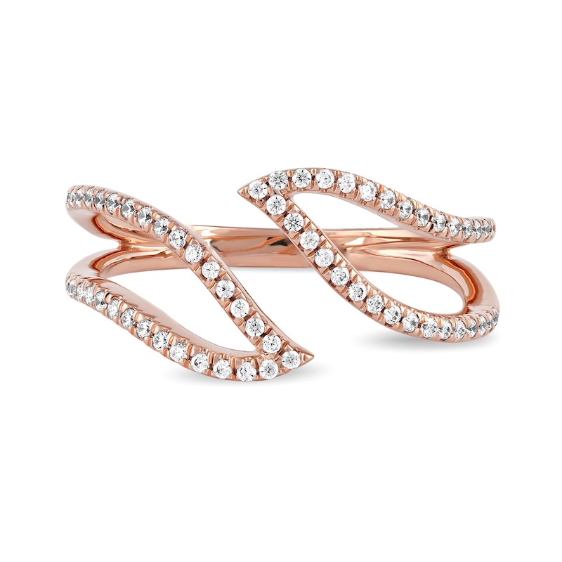 0.25 CT. T.W. Diamond Leaf Outline Open Ring in 10K Rose Gold