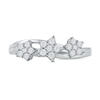 Thumbnail Image 2 of 0.08 CT. T.W. Diamond Triple Flower Split Shank Ring in Sterling Silver