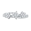 0.08 CT. T.W. Diamond Triple Flower Split Shank Ring in Sterling Silver
