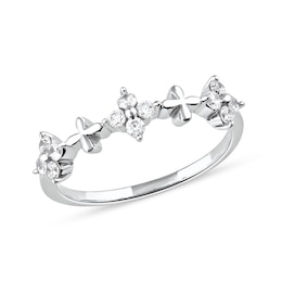 0.33 CT. T.W. Diamond Alternating Clover Ring in 10K White Gold