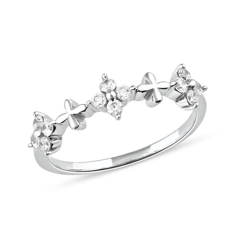 Main Image 1 of 0.33 CT. T.W. Diamond Alternating Clover Ring in 10K White Gold