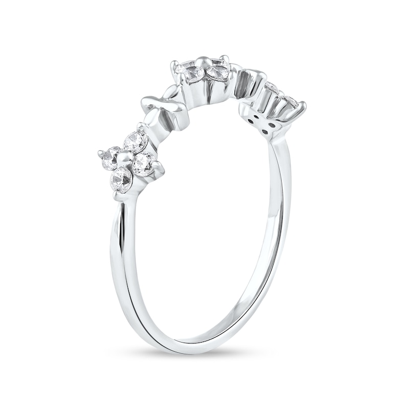 Main Image 2 of 0.33 CT. T.W. Diamond Alternating Clover Ring in 10K White Gold