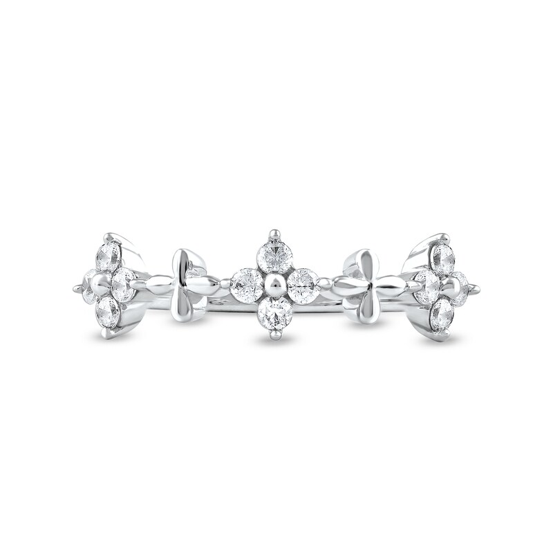 Main Image 3 of 0.33 CT. T.W. Diamond Alternating Clover Ring in 10K White Gold