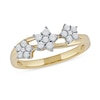 Thumbnail Image 0 of 0.08 CT. T.W. Diamond Triple Flower Split Shank Ring in Sterling Silver with 14K Gold Plate