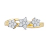Thumbnail Image 2 of 0.08 CT. T.W. Diamond Triple Flower Split Shank Ring in Sterling Silver with 14K Gold Plate