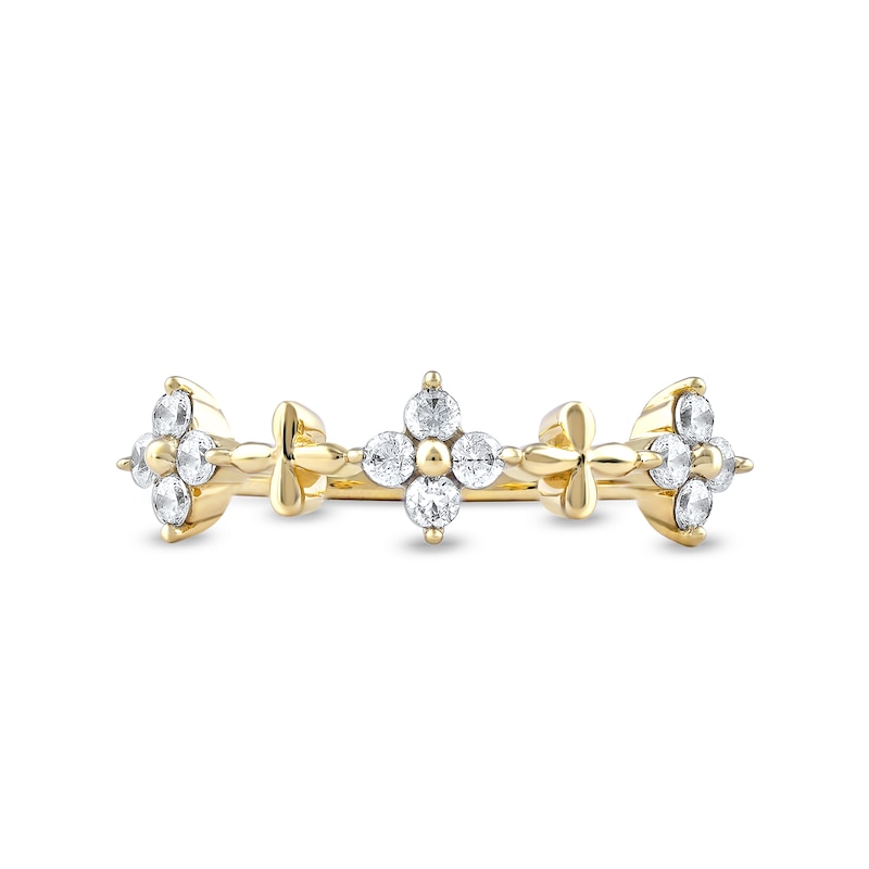 Main Image 3 of 0.33 CT. T.W. Diamond Alternating Clover Ring in 10K Gold