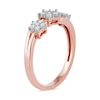 Thumbnail Image 1 of 0.08 CT. T.W. Diamond Triple Flower Split Shank Ring in Sterling Silver with 14K Rose Gold Plate