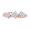 Thumbnail Image 2 of 0.08 CT. T.W. Diamond Triple Flower Split Shank Ring in Sterling Silver with 14K Rose Gold Plate