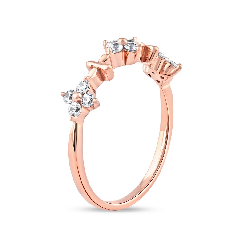 0.33 CT. T.W. Diamond Alternating Clover Ring in 10K Rose Gold