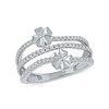 0.33 CT. T.W. Diamond Double Flower Triple Row Ring in 10K Gold