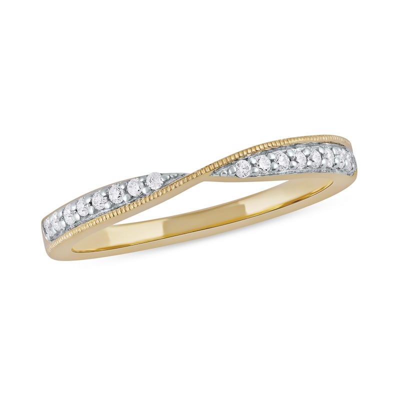 Main Image 1 of 0.13 CT. T.W. Diamond Crossover Ring in 10K Gold