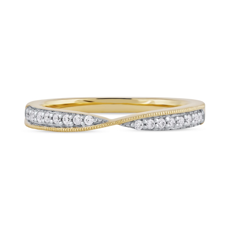 Main Image 3 of 0.13 CT. T.W. Diamond Crossover Ring in 10K Gold