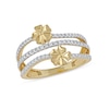 0.33 CT. T.W. Diamond Double Flower Triple Row Ring in 10K Gold