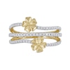 Thumbnail Image 2 of 0.33 CT. T.W. Diamond Double Flower Triple Row Ring in 10K Gold