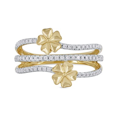 0.33 CT. T.W. Diamond Double Flower Triple Row Ring in 10K Gold