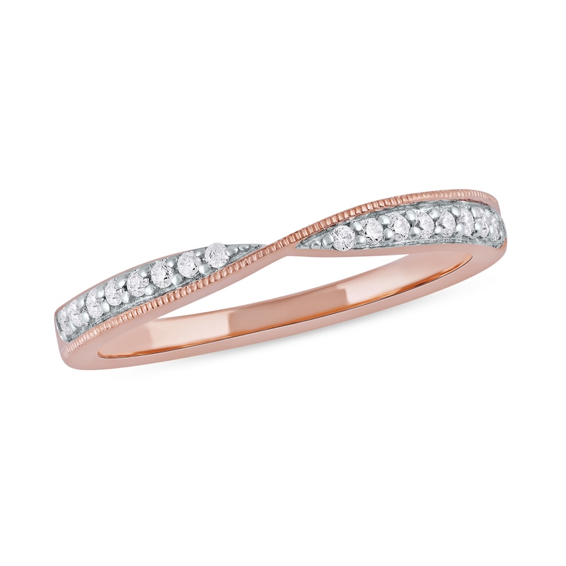 0.13 CT. T.W. Diamond Crossover Ring in 10K Rose Gold