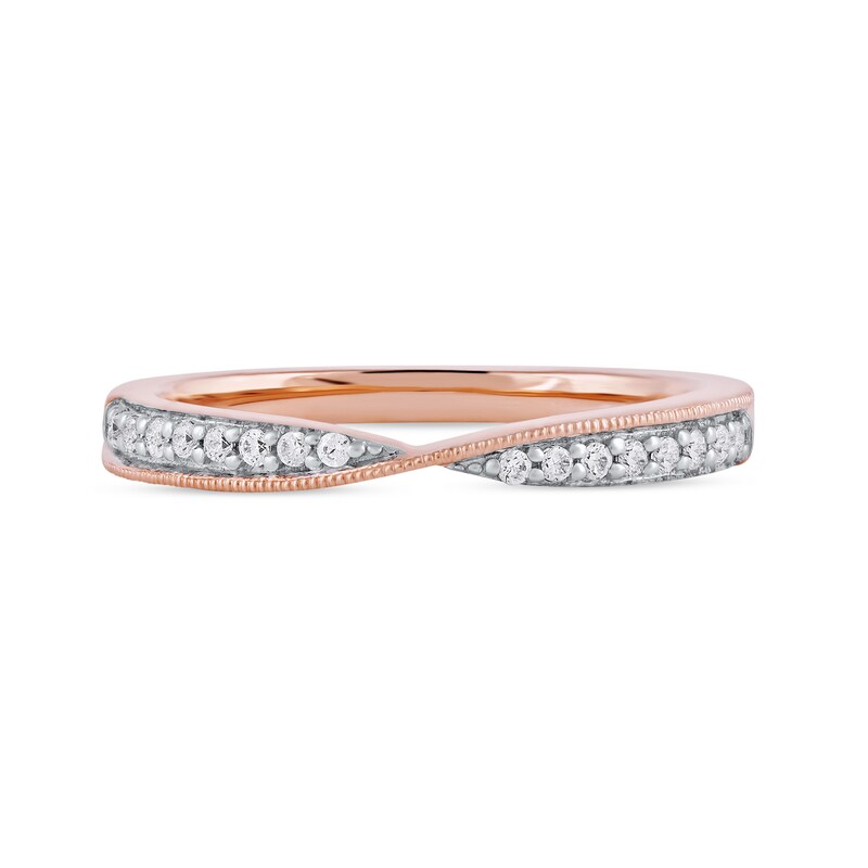 0.13 CT. T.W. Diamond Crossover Ring in 10K Rose Gold