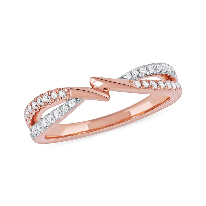 0.20 CT. T.W. Diamond Bypass Crossover Split Shank Ring in 10K Rose Gold