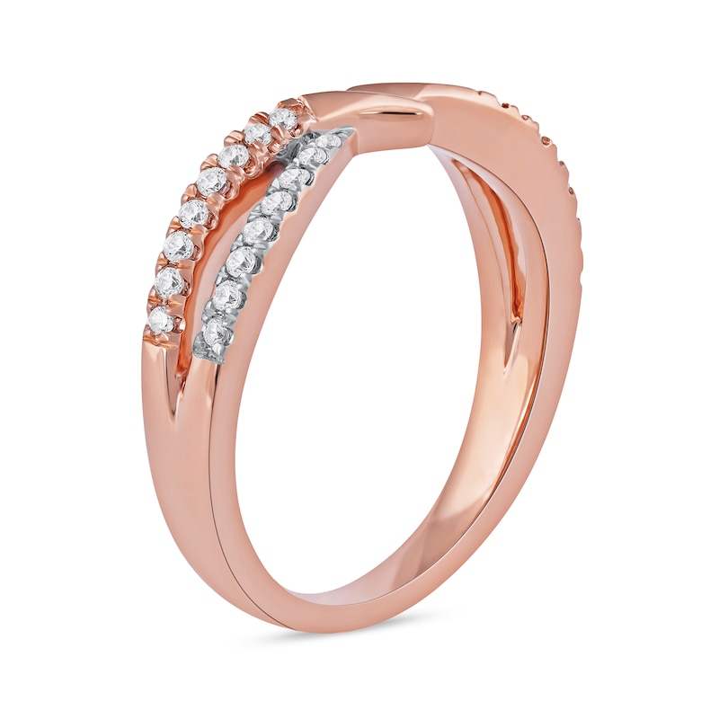 0.20 CT. T.W. Diamond Bypass Crossover Split Shank Ring in 10K Rose Gold