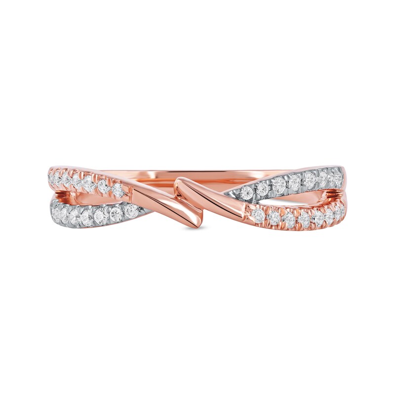 0.20 CT. T.W. Diamond Bypass Crossover Split Shank Ring in 10K Rose Gold