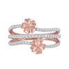 Thumbnail Image 3 of 0.33 CT. T.W. Diamond Double Flower Triple Row Ring in 10K Rose Gold