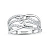 Thumbnail Image 0 of 0.33 CT. T.W. Diamond Flower Multi-Row Open Shank Crossover Ring in 10K White Gold