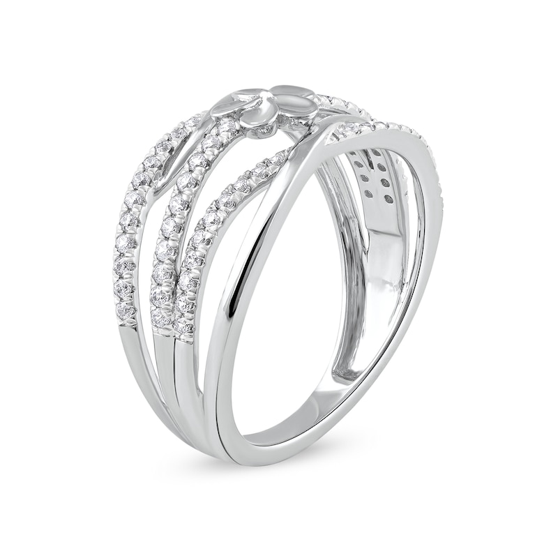 0.33 CT. T.W. Diamond Flower Multi-Row Open Shank Crossover Ring in 10K Gold
