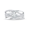 Thumbnail Image 2 of 0.33 CT. T.W. Diamond Flower Multi-Row Open Shank Crossover Ring in 10K White Gold