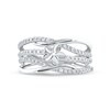 0.33 CT. T.W. Diamond Flower Multi-Row Open Shank Crossover Ring in 10K Gold