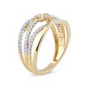 Thumbnail Image 2 of 0.33 CT. T.W. Diamond Flower Multi-Row Open Shank Crossover Ring in 10K Gold