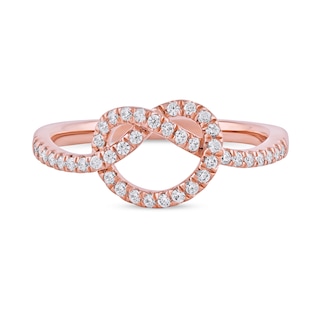 0.25 CT. T.W. Diamond Pretzel-Shaped Knot Ring in 10K Rose Gold