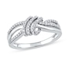Thumbnail Image 0 of 0.20 CT. T.W. Diamond Wave Triple Strand Wrapped Ring in 10K White Gold