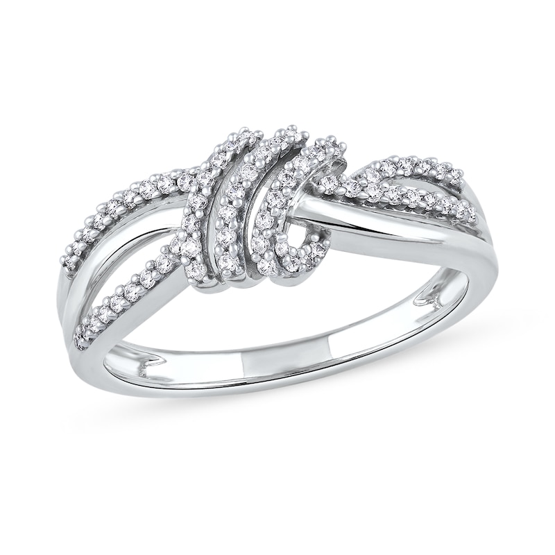 0.20 CT. T.W. Diamond Wave Triple Strand Wrapped Ring in 10K White Gold