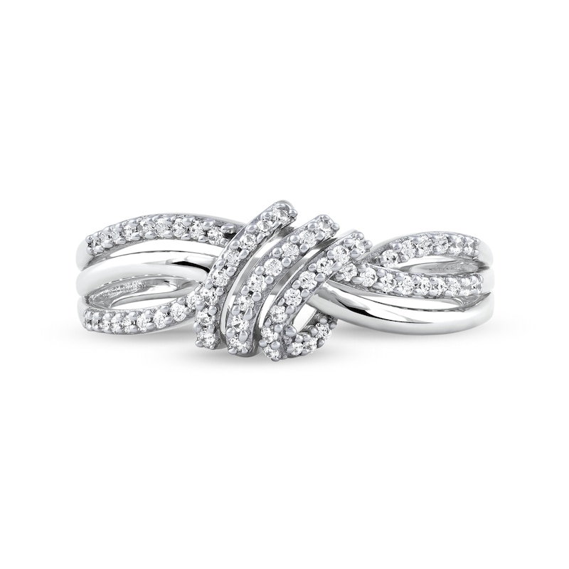 0.20 CT. T.W. Diamond Wave Triple Strand Wrapped Ring in 10K White Gold