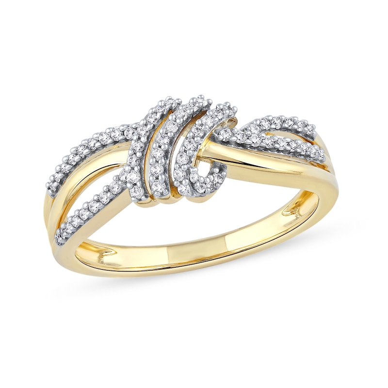 0.20 CT. T.W. Diamond Wave Triple Strand Wrapped Ring in 10K Gold