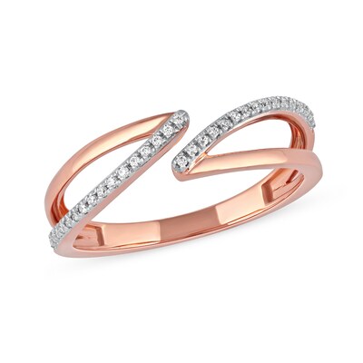 0.10 CT. T.W. Diamond Open Shank Bypass Wrap Ring in 10K Rose Gold