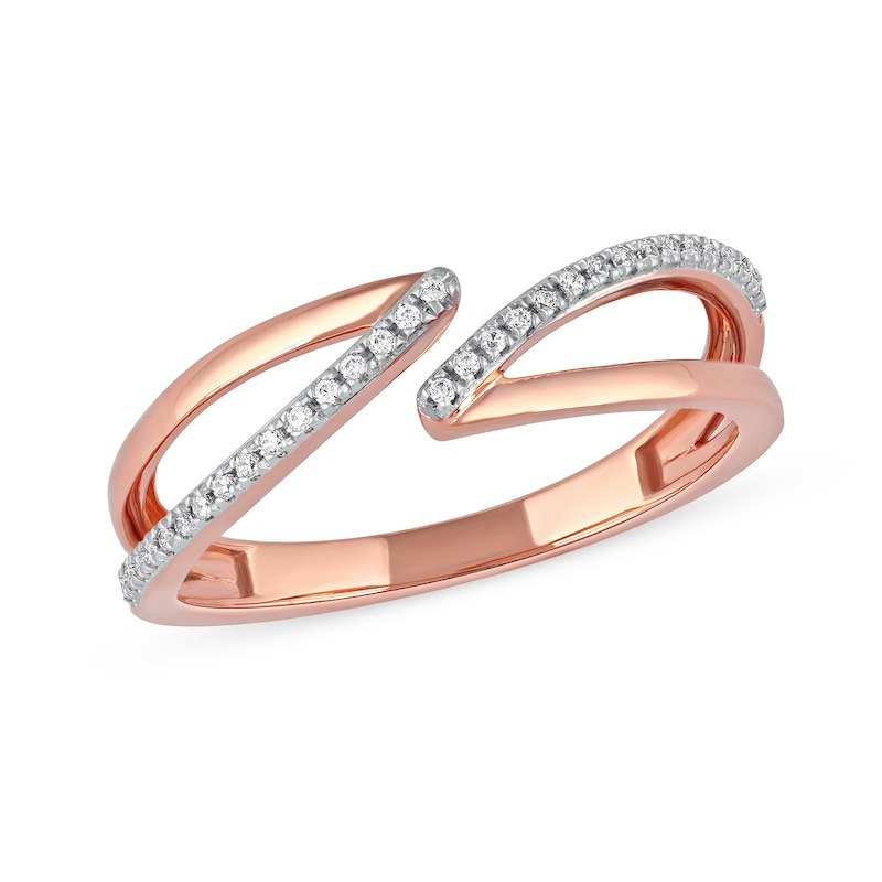 0.10 CT. T.W. Diamond Open Shank Bypass Wrap Ring in 10K Rose Gold