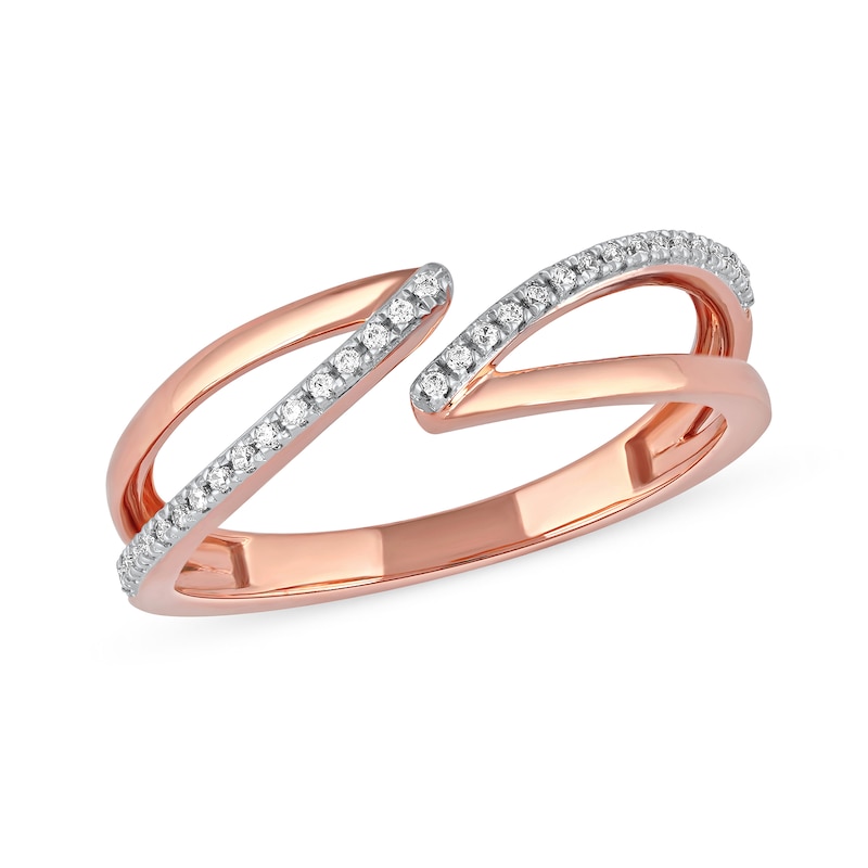 0.10 CT. T.W. Diamond Open Shank Bypass Wrap Ring in 10K Rose Gold|Peoples Jewellers