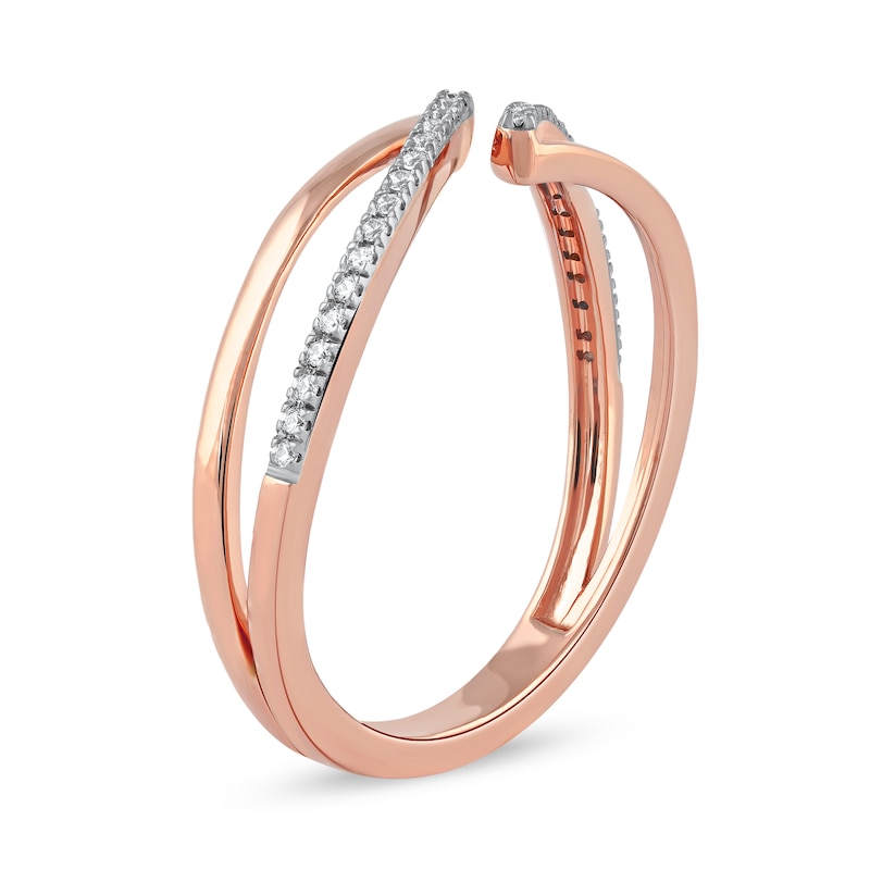 Main Image 2 of 0.10 CT. T.W. Diamond Open Shank Bypass Wrap Ring in 10K Rose Gold