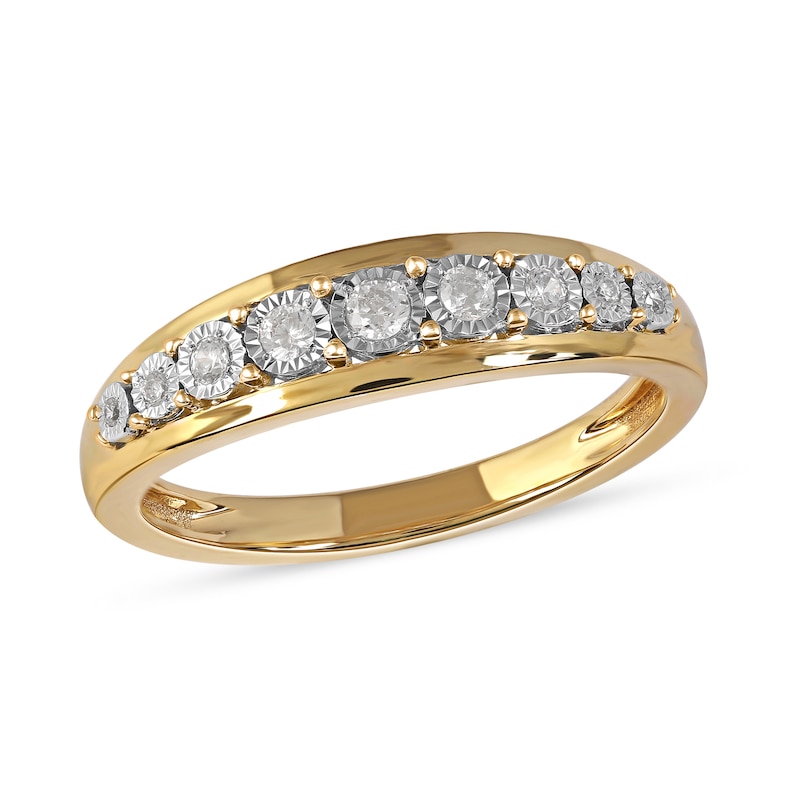 0.15 CT. T.W. Diamond Single Row Nine Stone Ring in 10K Gold