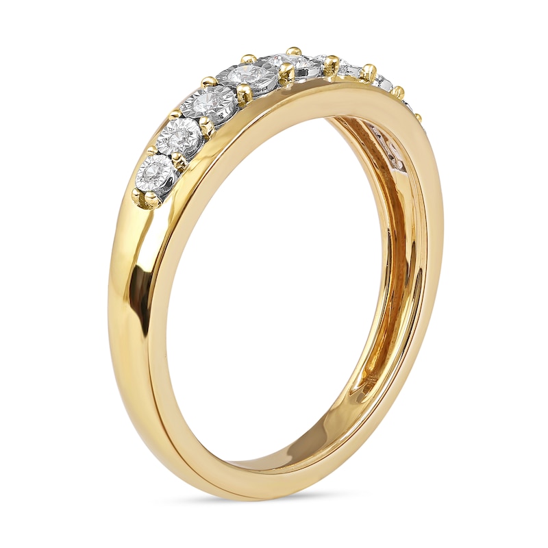 Main Image 2 of 0.15 CT. T.W. Diamond Single Row Nine Stone Ring in 10K Gold