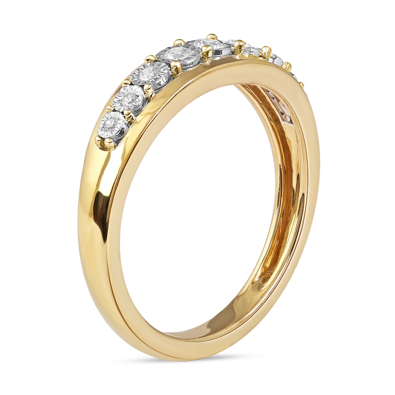 0.15 CT. T.W. Diamond Single Row Nine Stone Ring in 10K Gold | Peoples ...